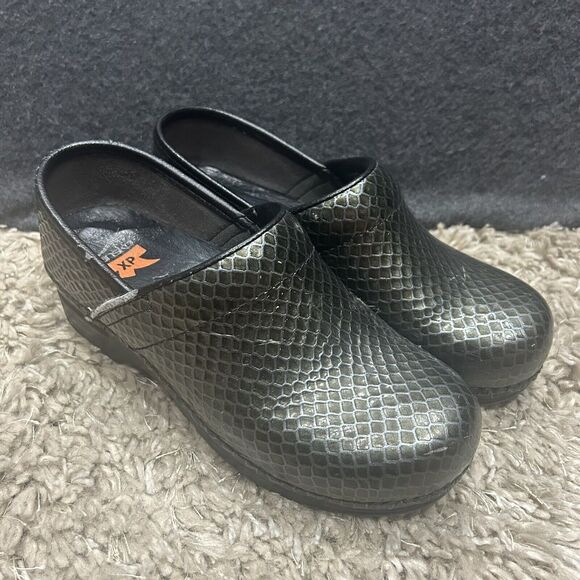 Dansko Shoes - Dansko XP Womens Eur 37 US 6.5/7 Professional Clogs Croc Leather Metallic Silver